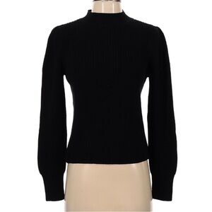 525 America Black Ribbed Mock Neck Sweater Size XS